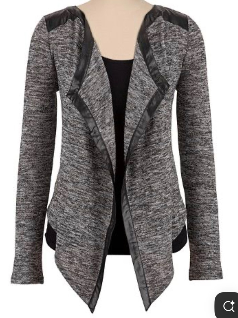 Maurice’s Studio Y Shimmery Knit Cardigan with Black Faux Leather Trim- NWOT M